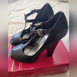 BCBGirls Black Vintage Sheep T-strap heels